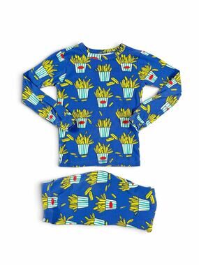 Tea Collection French Fries Long Sleeve Pajamas Blue Size 7